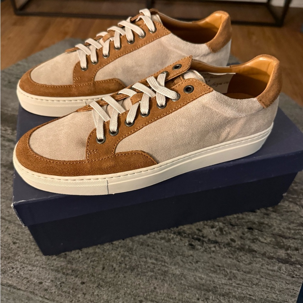 Peter Millar Collection Tan and Brown Suede Sneakers